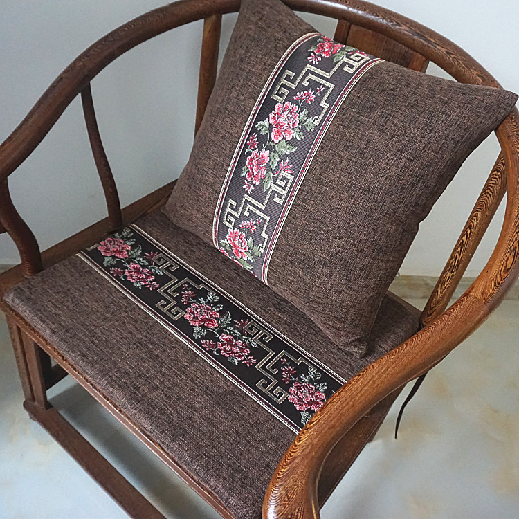 牡丹圈椅棕榈中式坐垫椰防滑实木垫垫定制靠垫海绵硬沙发垫飘窗