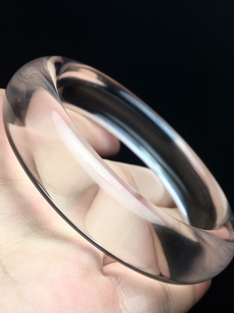 丹利水晶 白水晶手镯 白水晶加宽手镯 棉絮少