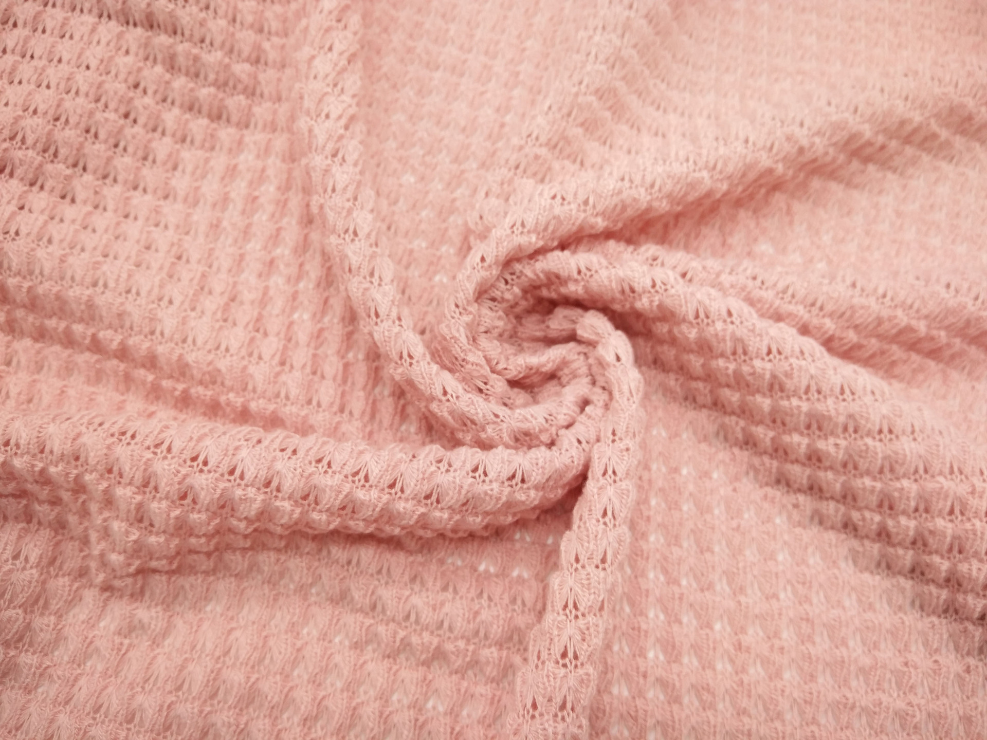 新款华夫格面料针织提花 粗针毛线提花 春夏小清新时装面料