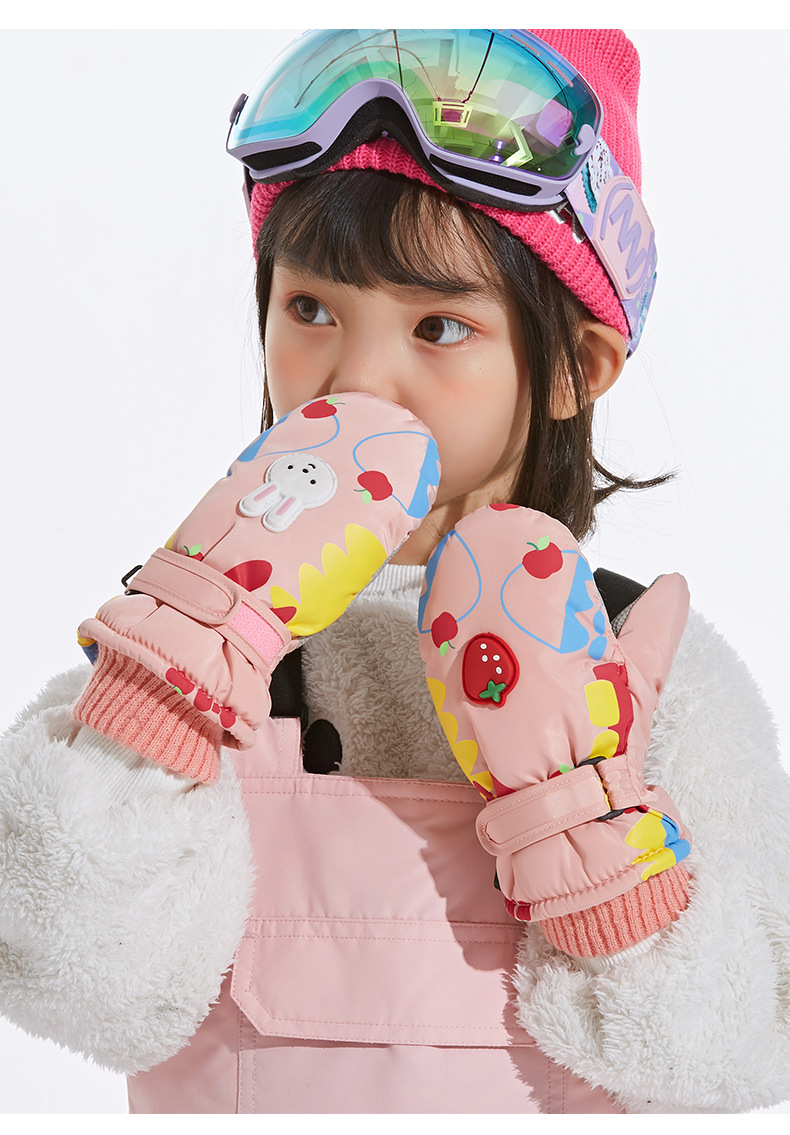 儿童滑雪手套秋冬季加绒加厚棉保暖防水宝宝男女童小孩子可爱玩雪