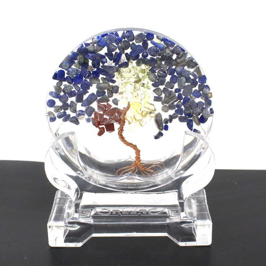 树脂水晶生命树摆件水晶工艺品复古风招财树办公室摆件跨境新品