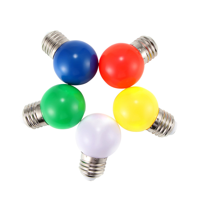 led灯笼彩色球泡 g45户外防水七彩跑马灯泡 3w塑料红色小彩泡
