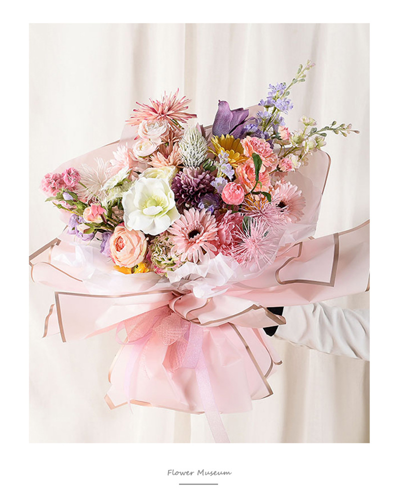 批发金边果冻膜玫瑰鲜花包装纸雾面纸韩素纸花束花店包花纸材料