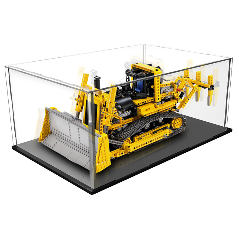 8275巨型推土机高乐遥控积木拼装收纳柜防尘罩子透明亚克力展示盒