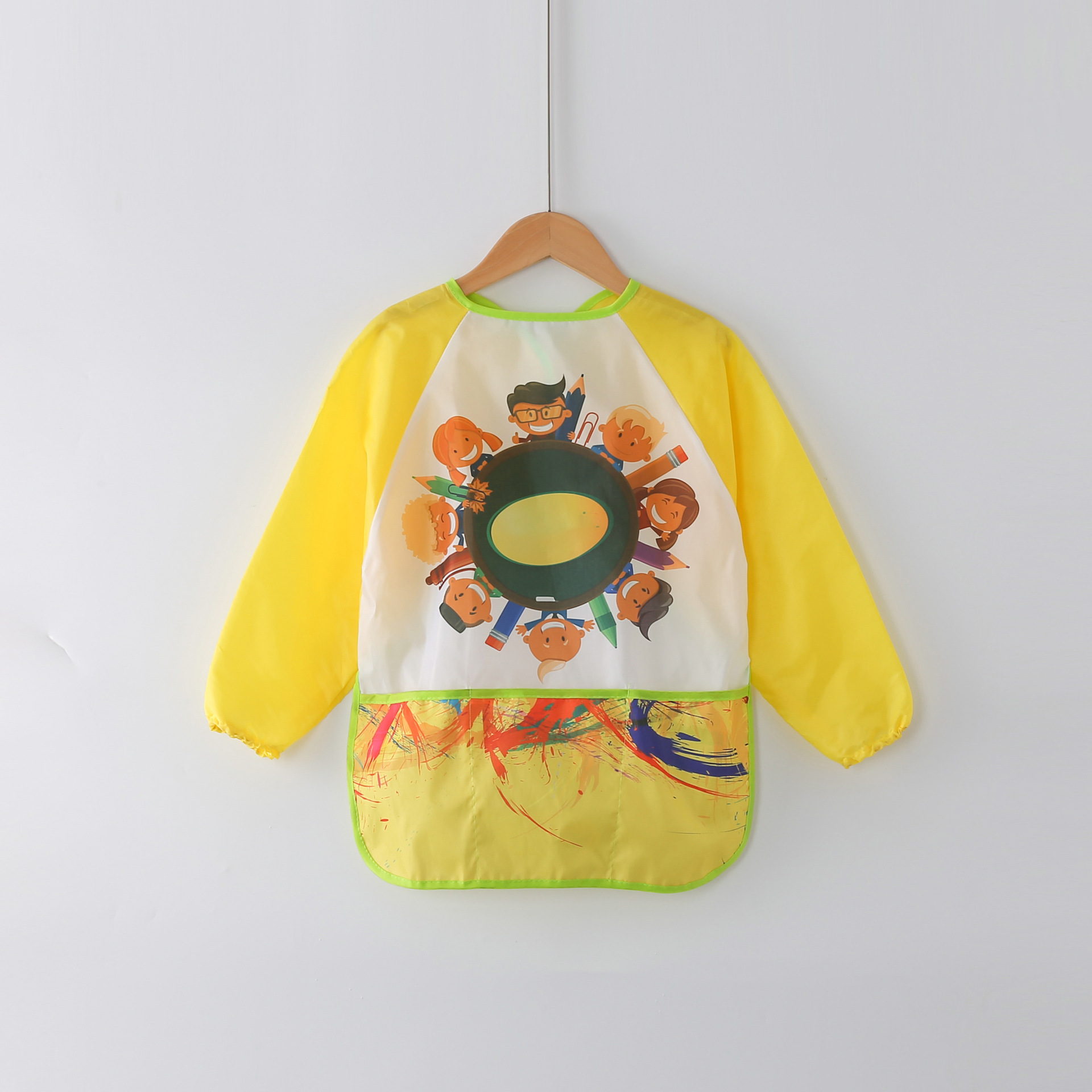 新款印花卡通幼儿园罩衣定做 宝宝绘画衣防水儿童围裙 儿童反穿衣