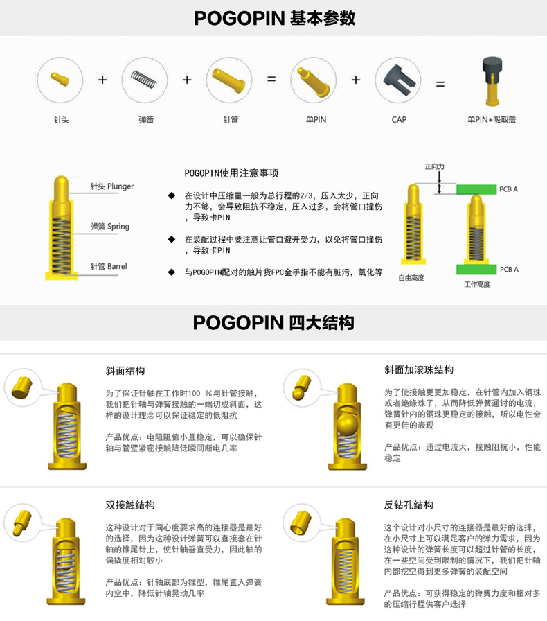 定制pogopin弹簧针 电子因弹簧电极1a~30a大电流针 立式电流针