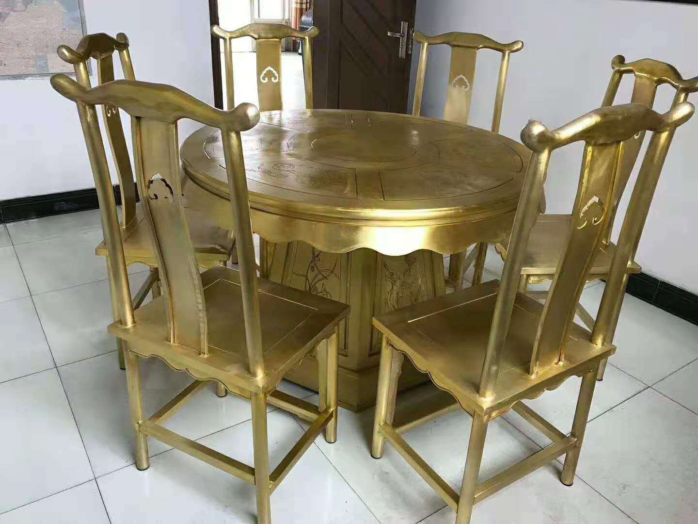 铸铜故宫圈椅景泰蓝铸铜家具桌子太师龙椅圆方型圈椅桌凳铜椅子