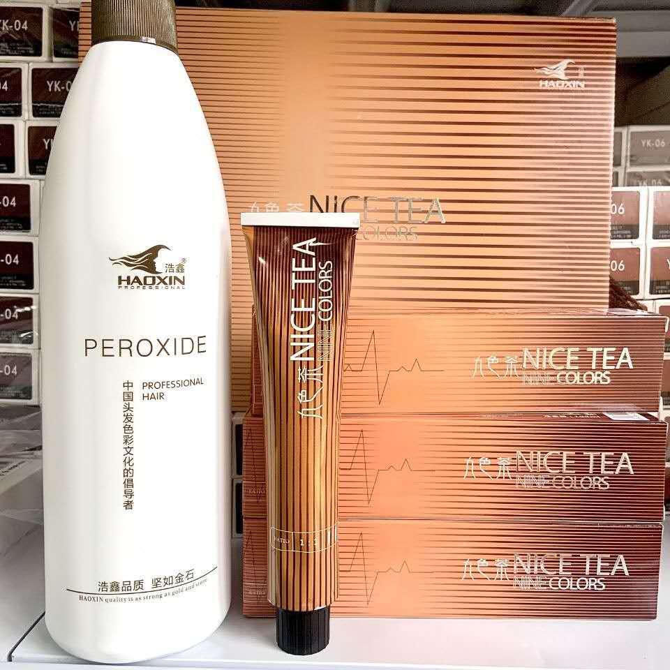 浩鑫九魅茶九色茶染膏发廊专用染发膏盖白发多段色一步到位九色茶