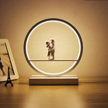 北欧LED圆形卧室床头柜台灯情侣玩偶温馨浪漫简约现代阅读台灯