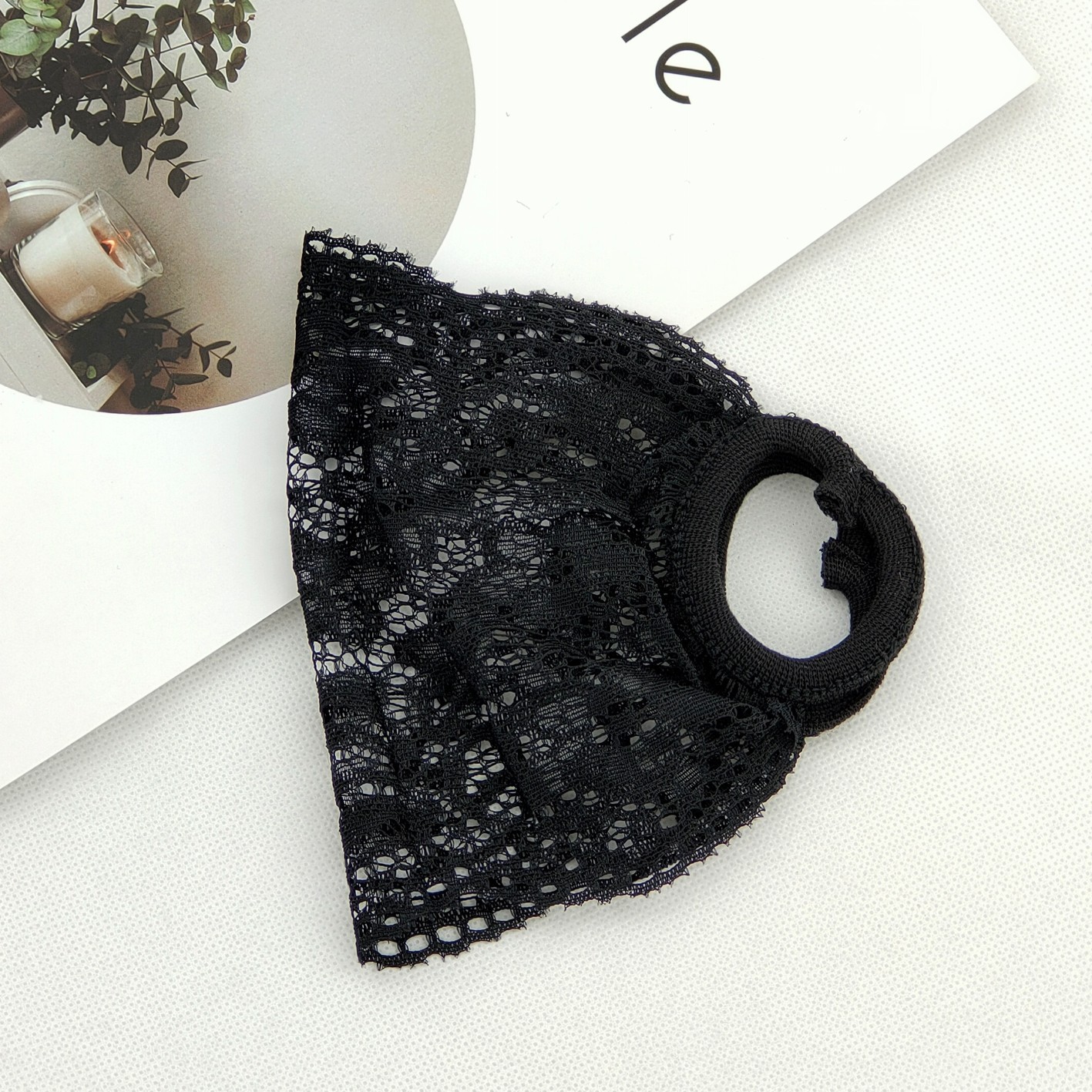 单层蕾丝口罩黑色白色夏季透气防晒时尚个性女生蕾丝口罩批发