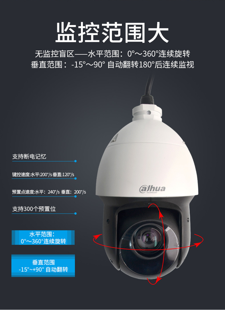 大华4g球机4寸400万高清红外网络高速智能球机23倍变倍4g插卡版