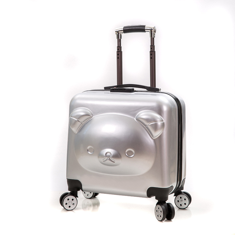 Bear Boarding Bag Universal Wheel Trolley Case Children's Luggage Cartoon Suitcase 20-Inch Student Gift Zipper Suitcase