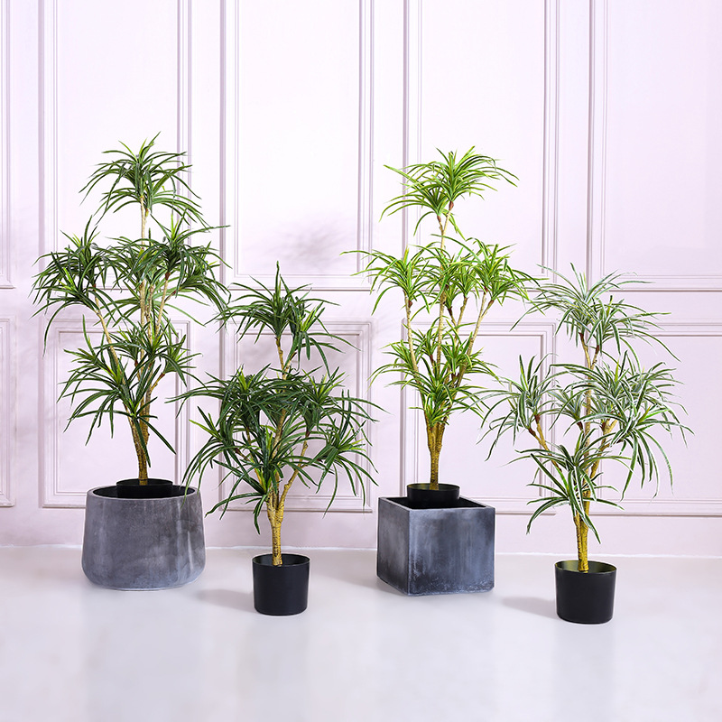 Simple Ins Style Home Decoration Floor Simulation Chlorophytum Kwai Tree Green Plant Potted Indoor Office Decoration Fake Trees
