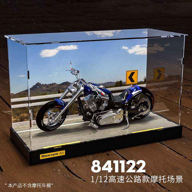 Foreign Trade Cross-Border Motorcycle Model 1 12 Parking Garage Scene Dustproof Display Box Simulation Alloy Locomotive Ornaments