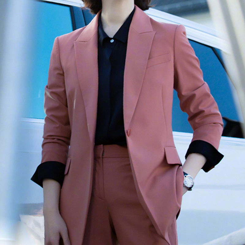 完美关系斯黛拉陈数明星同款粉色西装套装春新款职业装气质西服女
