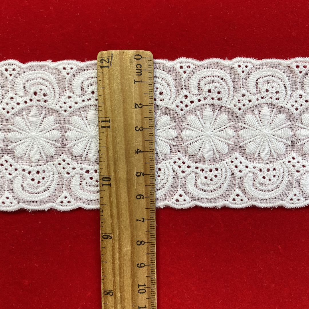 【新品-棉布穿孔花边】7cm双边本白色水溶刺绣条码 桌布服装辅料