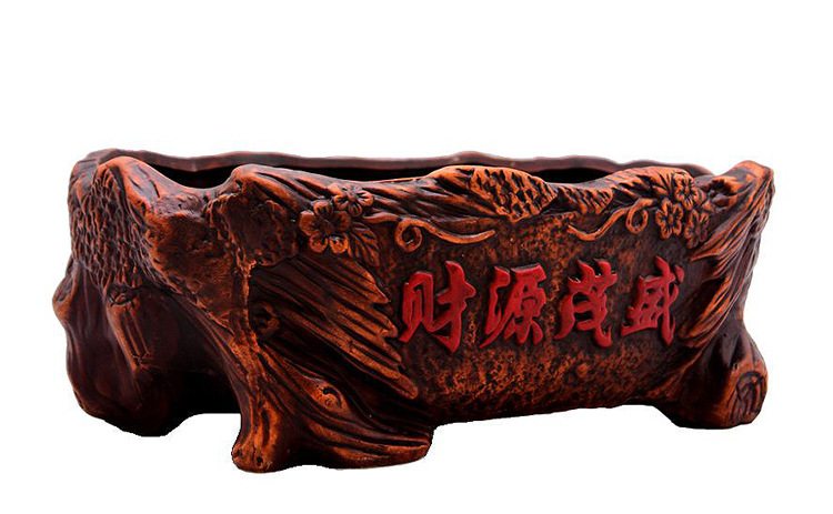 财源茂盛招财寓意盆景花盆花卉花圃育苗盆大号长方形陶瓷复古花盆