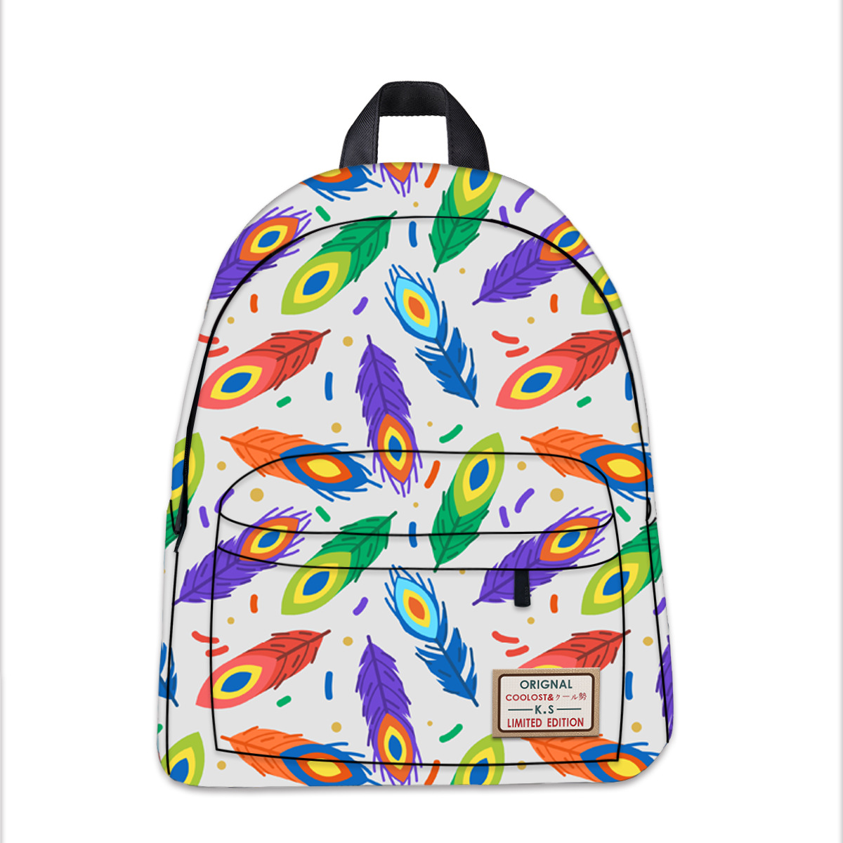 孔雀羽毛印花学生书包韩版风范卡通旅行背包尼龙外贸时尚休闲双肩