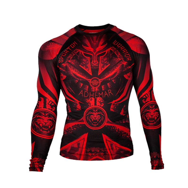 定制拳击长袖泰拳训练健身服mma搏击上衣格斗服跑步速干运动服t恤