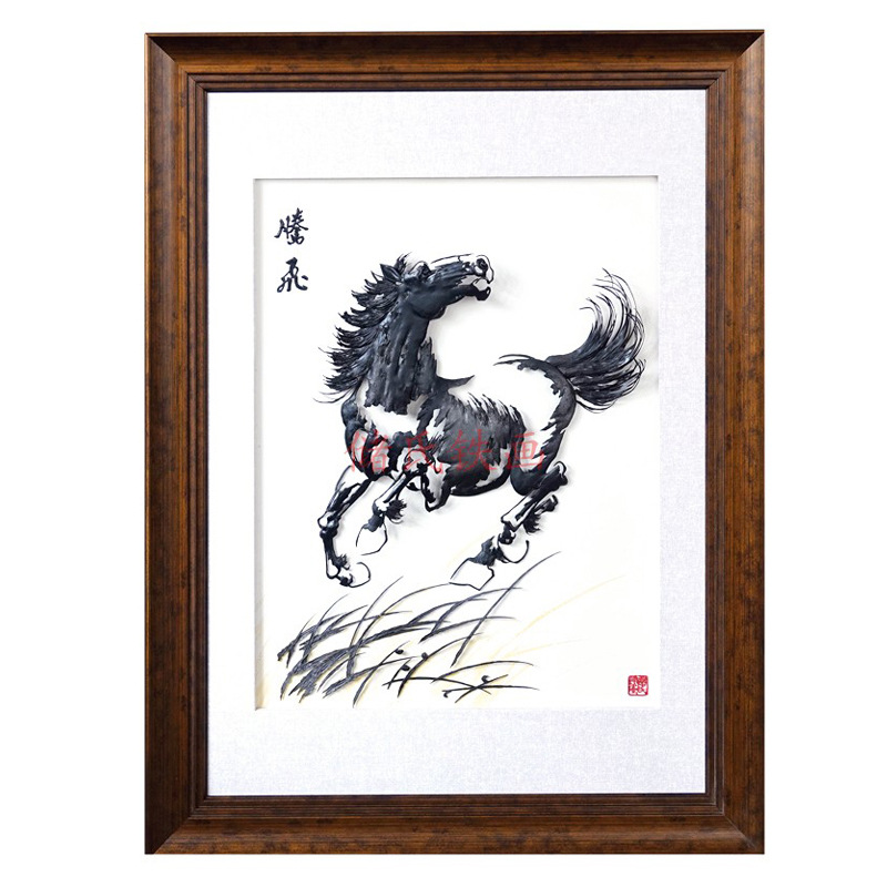 厂家直销芜湖铁画 镀金马到成功铁画摆件 送礼礼品 芜湖储氏铁画