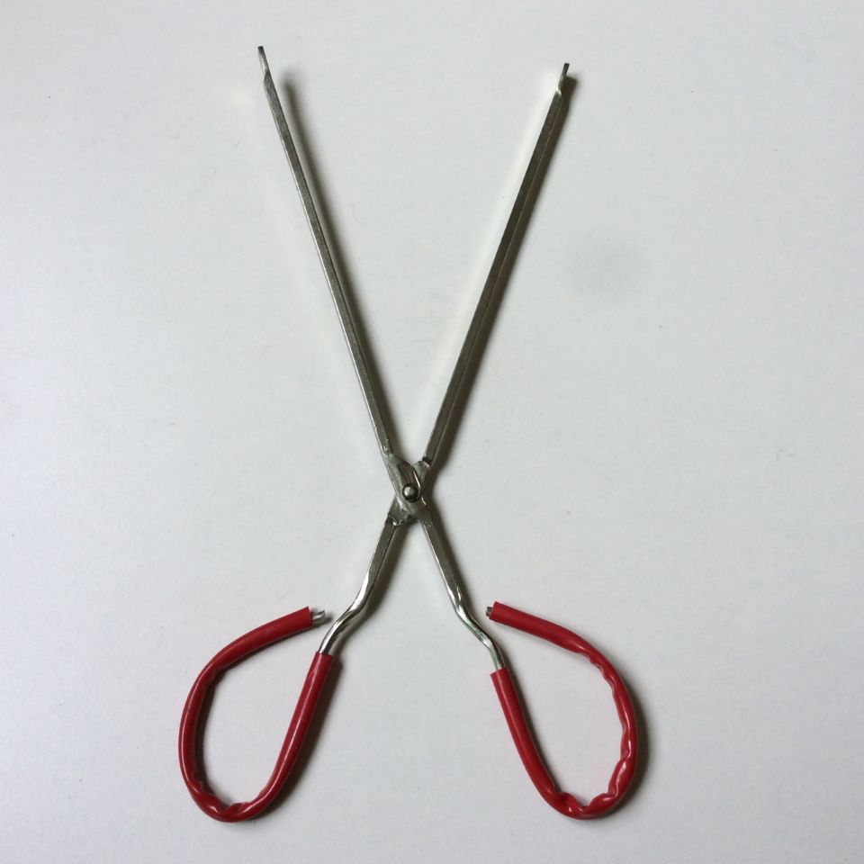 40cm火钳夹煤夹煤钳柴火夹垃圾夹红胶柄卫生夹铁夹烧烤木炭夹火剪