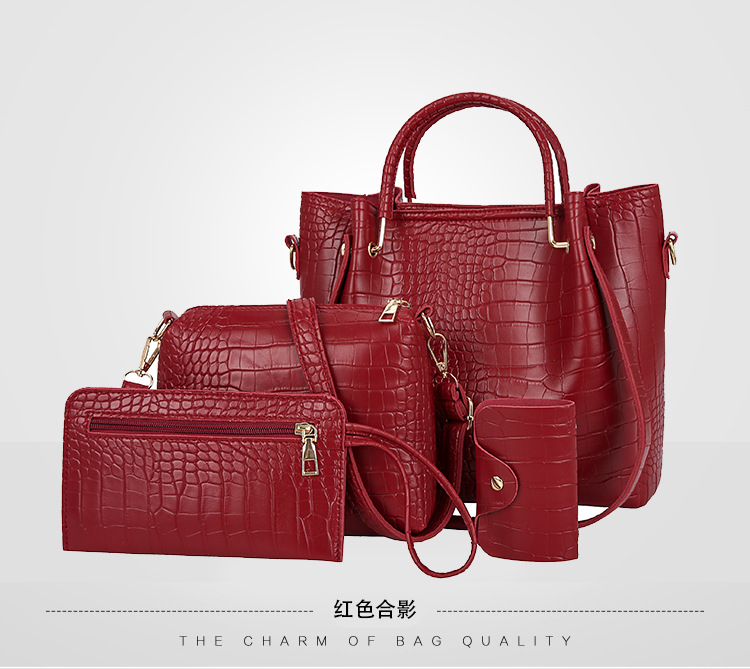 Summer 2020 New Combination Bags Handbag Pattern Four-Piece Set Crocodile Pattern Woman Bag Shoulder Crossbody