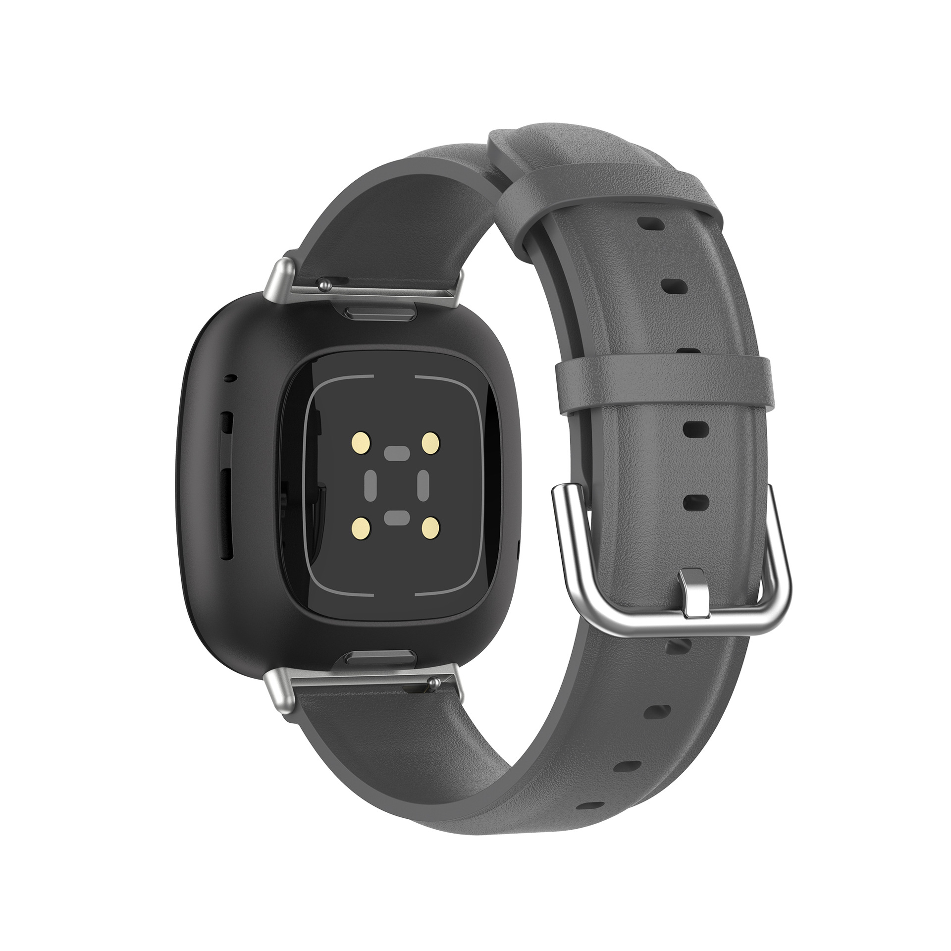 适用fitbit versa3, sense手表通用圆尾头层真皮表带