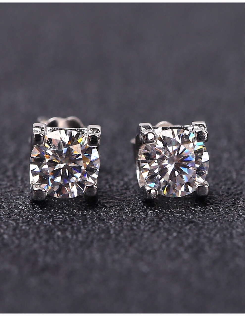 莫桑钻耳钉女925纯银d色50分莫桑石耳钉2020年新款潮925纯银耳饰