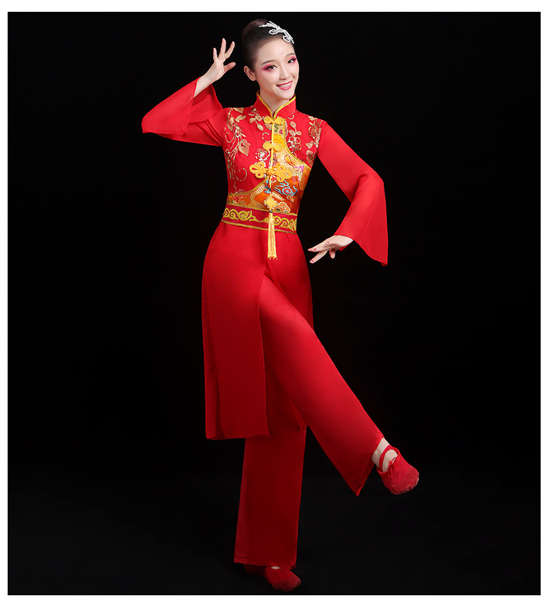 腰鼓打鼓服演出服女中国风喜庆盘鼓民族舞蹈服装秧歌舞龙舞狮服男