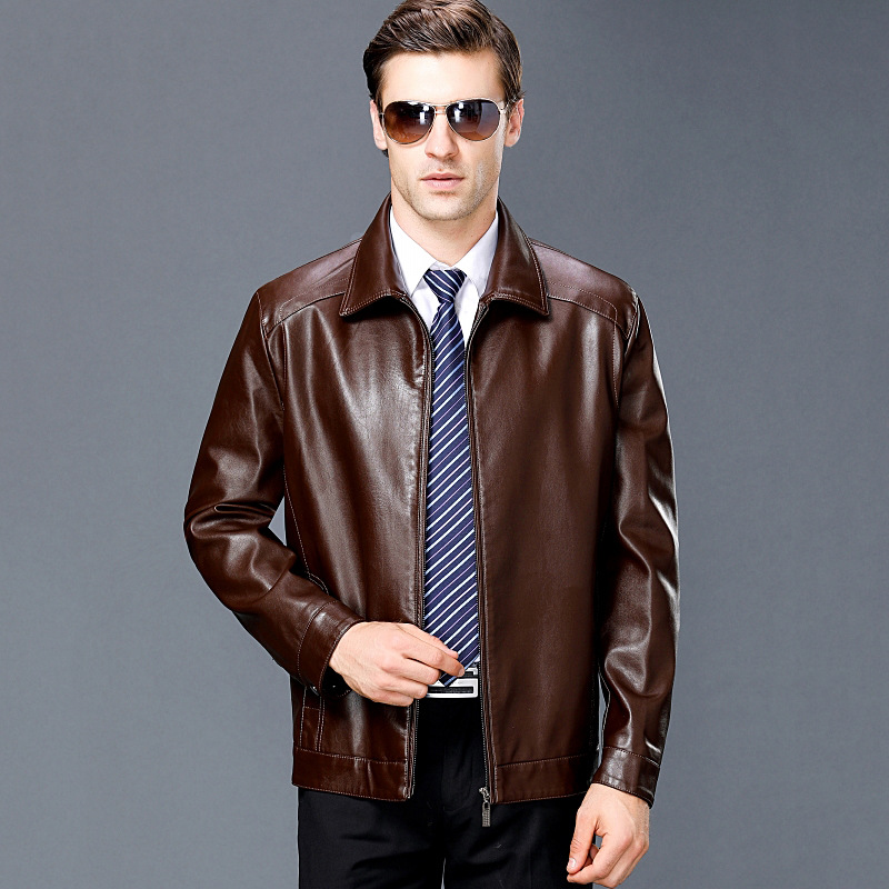 Luxury High-End New 2023 Men's Autumn and Winter Leather Coat Men's Lapel Sheepskin Leather Coat Fashion Casual Leather Jacket