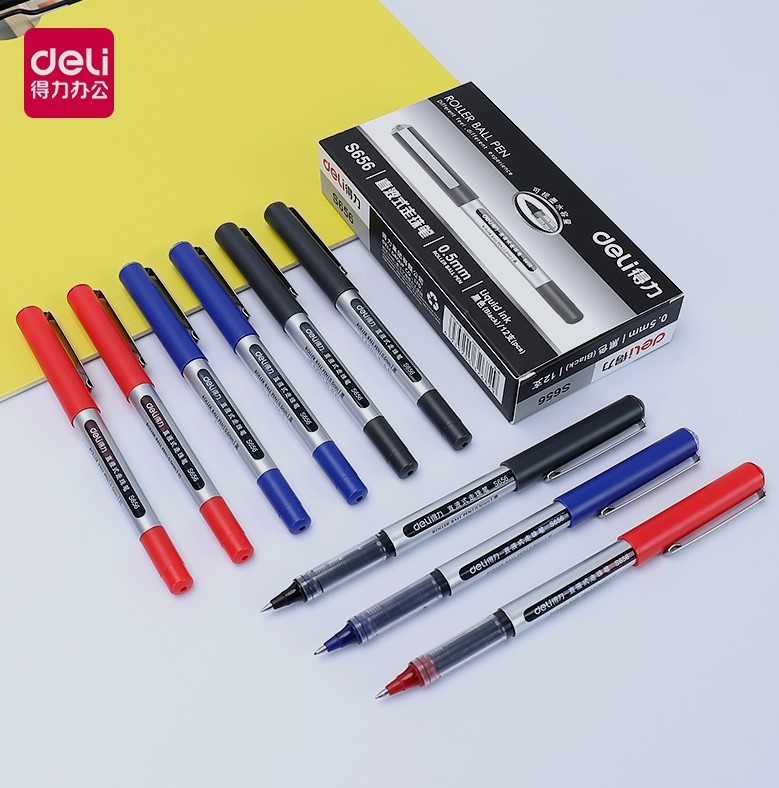 得力文具s656直液式走珠笔宝珠笔考试中性笔会议办公签字笔批发