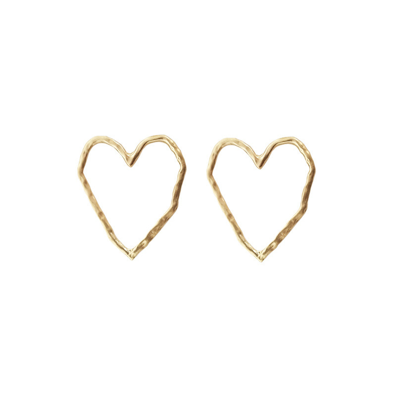 s925银针金属镂空爱心耳环女韩版复古港风网红同款时尚百搭耳钉潮