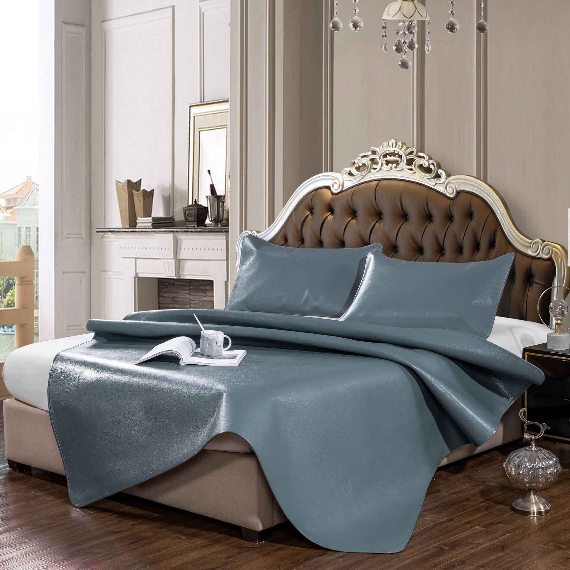 yomo/原牧头层牛皮凉席纯色牛皮软席真皮夏季素色牛皮席1.8米席子