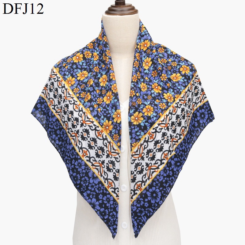 Exotic Ethnic Style Large Kerchief Cotton and Linen Polyester Cotton Square Scarf Shawl Printed Thin Scarf Toe Cap Scarf