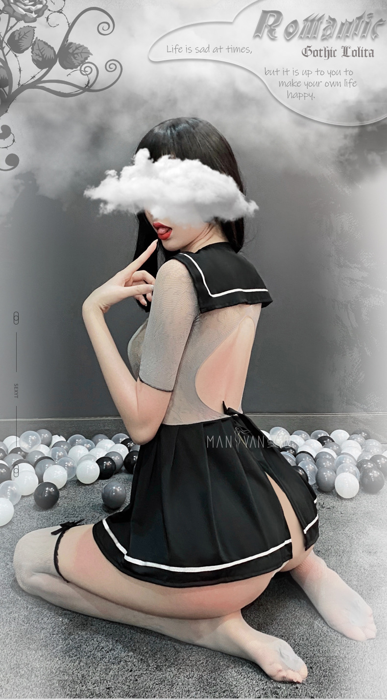 曼烟情趣制服女式性感镂空网衣学生装制服诱惑套装tny9205