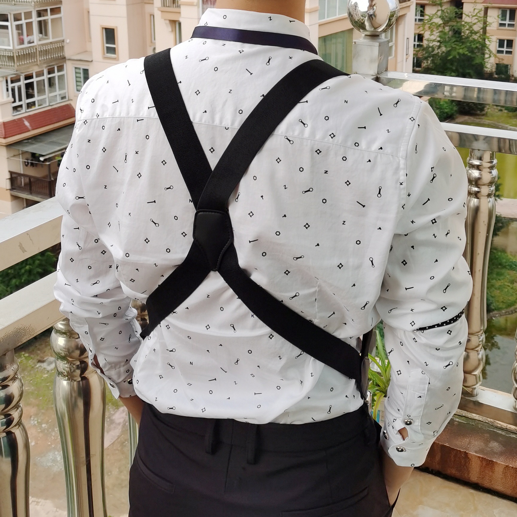 绅士侧背西裤背带吊裤带英伦枪套式男式两夹吊带侧夹款司机背带潮