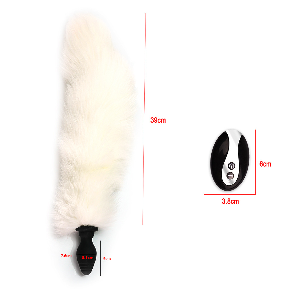幸湾狐狸震动尾巴肛塞 白色尾巴cosplay情趣真毛尾巴成人用品代发