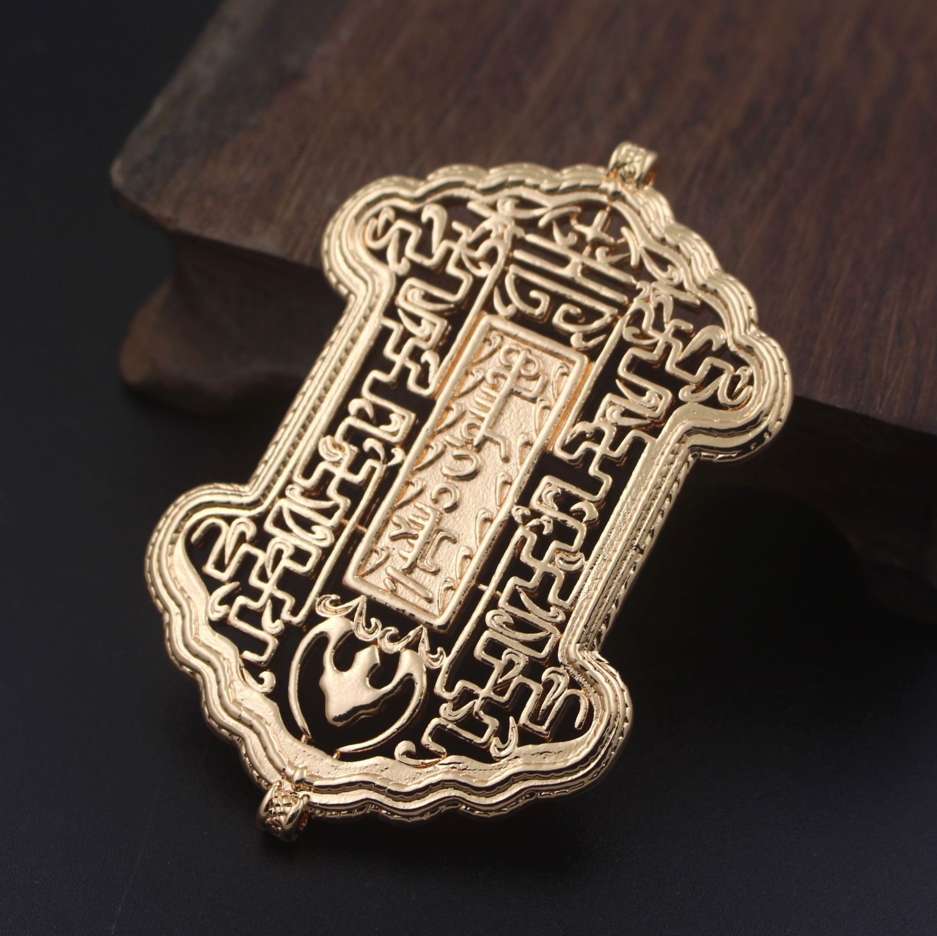 古风铸铜厚实双面令牌 diy汉服腰间挂饰51*77mm