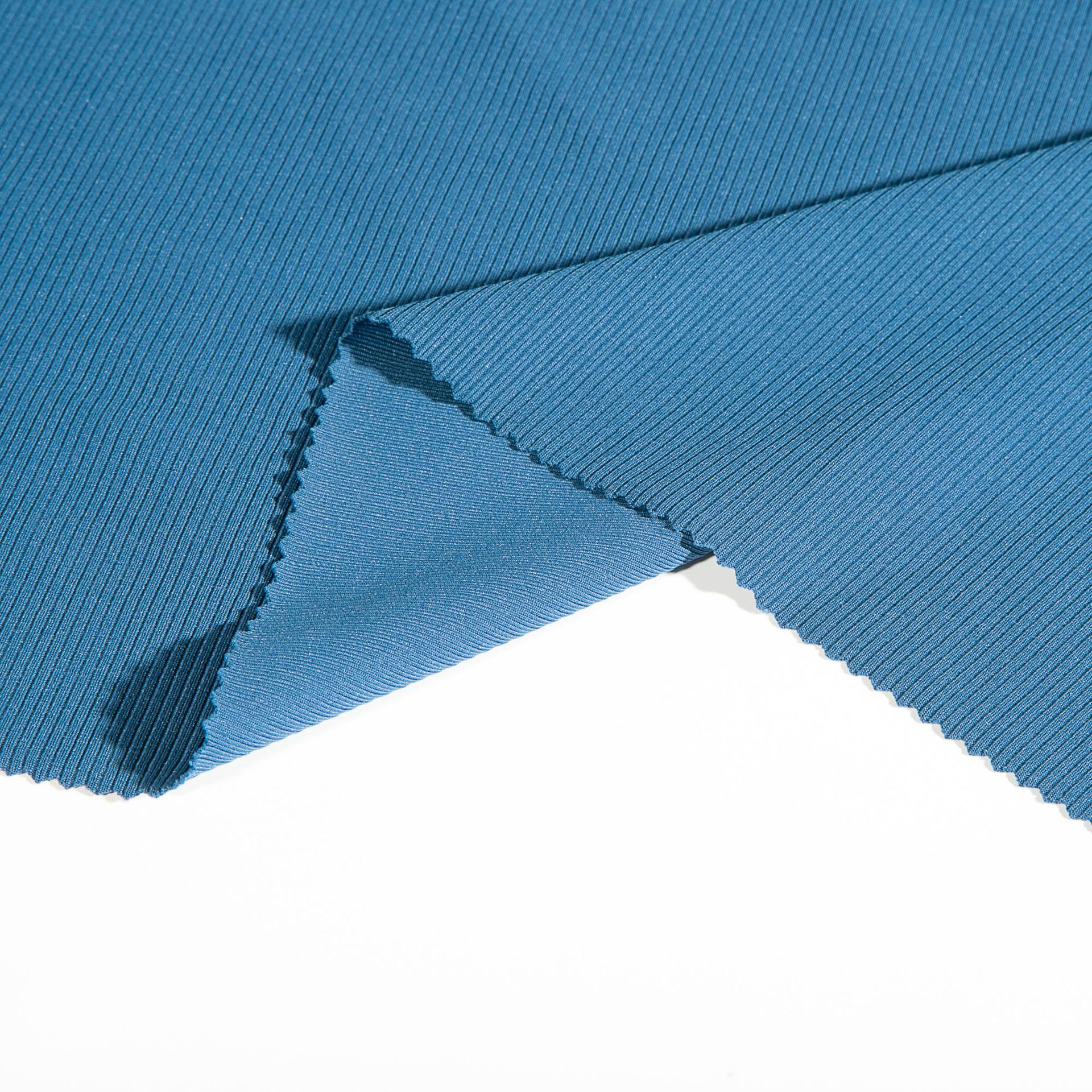 厂家直销纬编针织全消光锦纶2*2罗纹面料亚光弹力袖口t恤针织面料