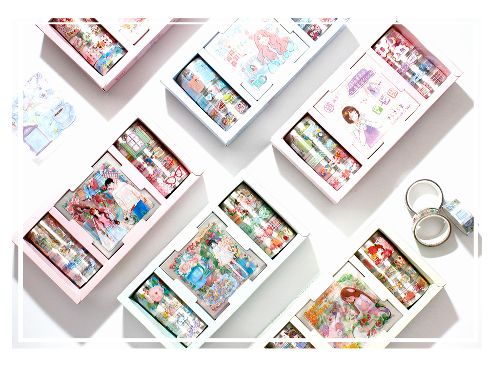 透明贴纸套装 手账装饰diy贴纸 和纸胶带纸盒套装 少女学生礼盒