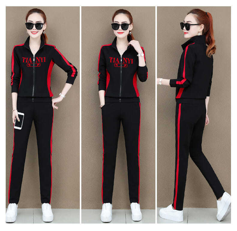 棉休闲运动套装女2020春秋新款时尚修身显瘦运动服女装两件套