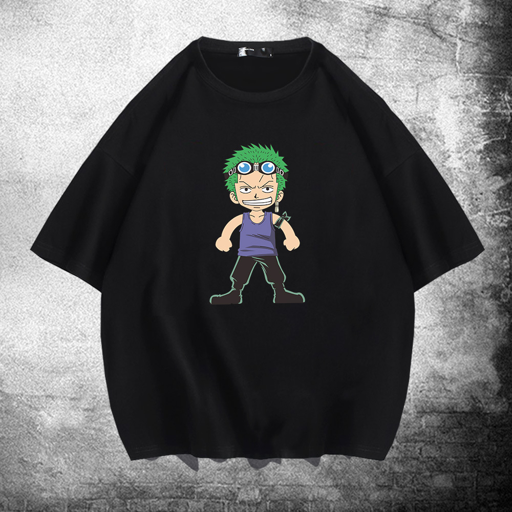 2020新款海贼王t恤夏潮流q版索隆五分袖半截袖衣服青少年学生短袖