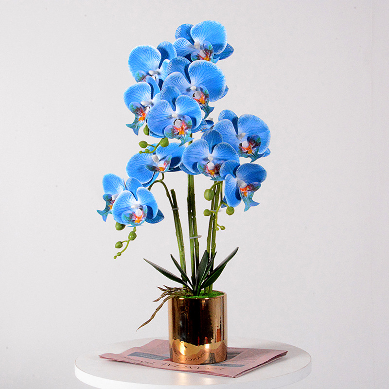 蝴蝶兰仿真花盆栽摆件假花客厅摆设装饰家居饰品插花北欧花艺套装