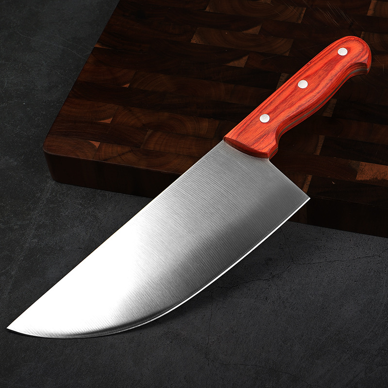 木柄菜刀不锈钢屠宰猪肉刀家用切肉刀切片菜刀厨用厨师刀现货