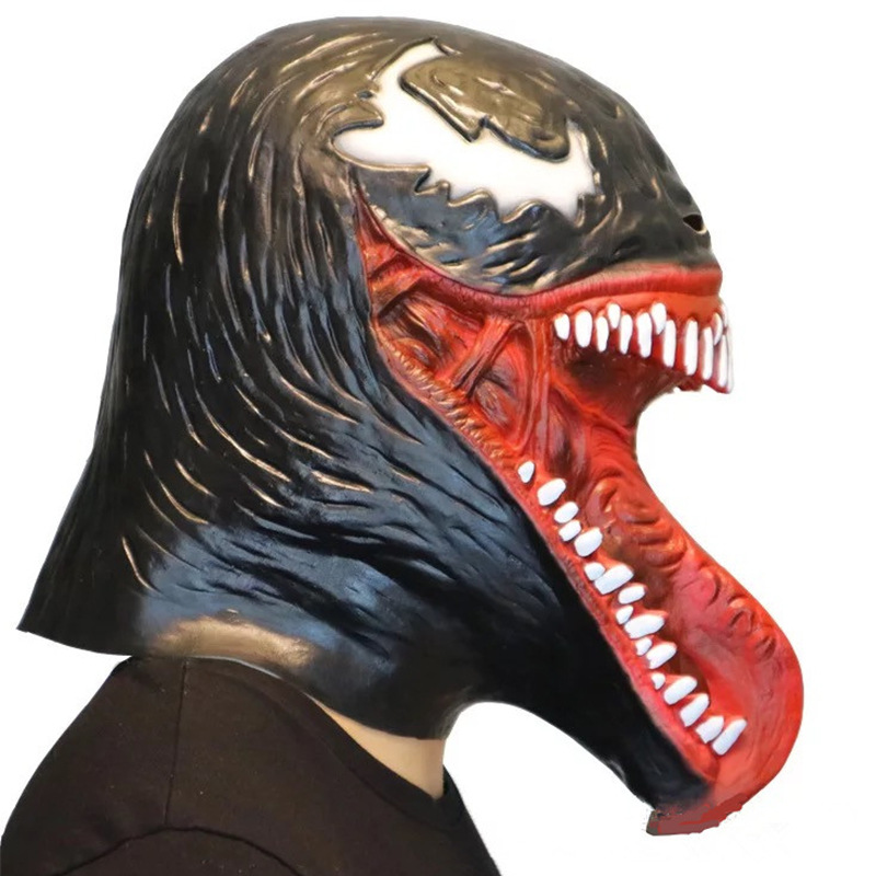 新款全红毒液蜘蛛侠cosplay 复仇者联盟毒液乳胶面具电影人物头套