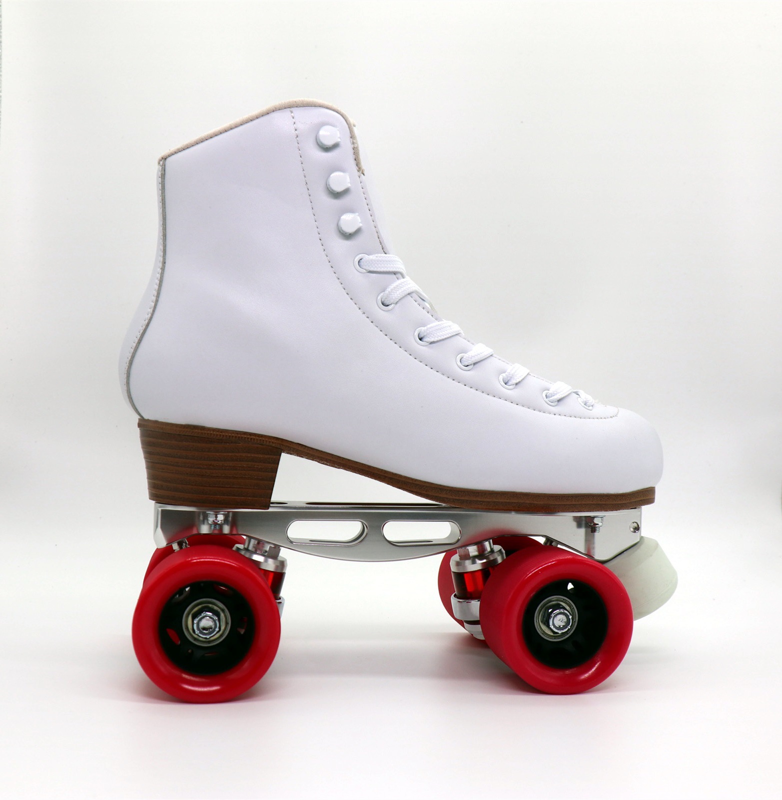 双排溜冰鞋铝合金底座轮滑鞋可调节式刹车男女旱冰鞋白色四轮