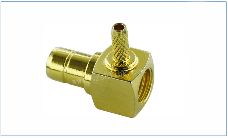 75欧姆全铜镀金rf射频连接器弯公头smb