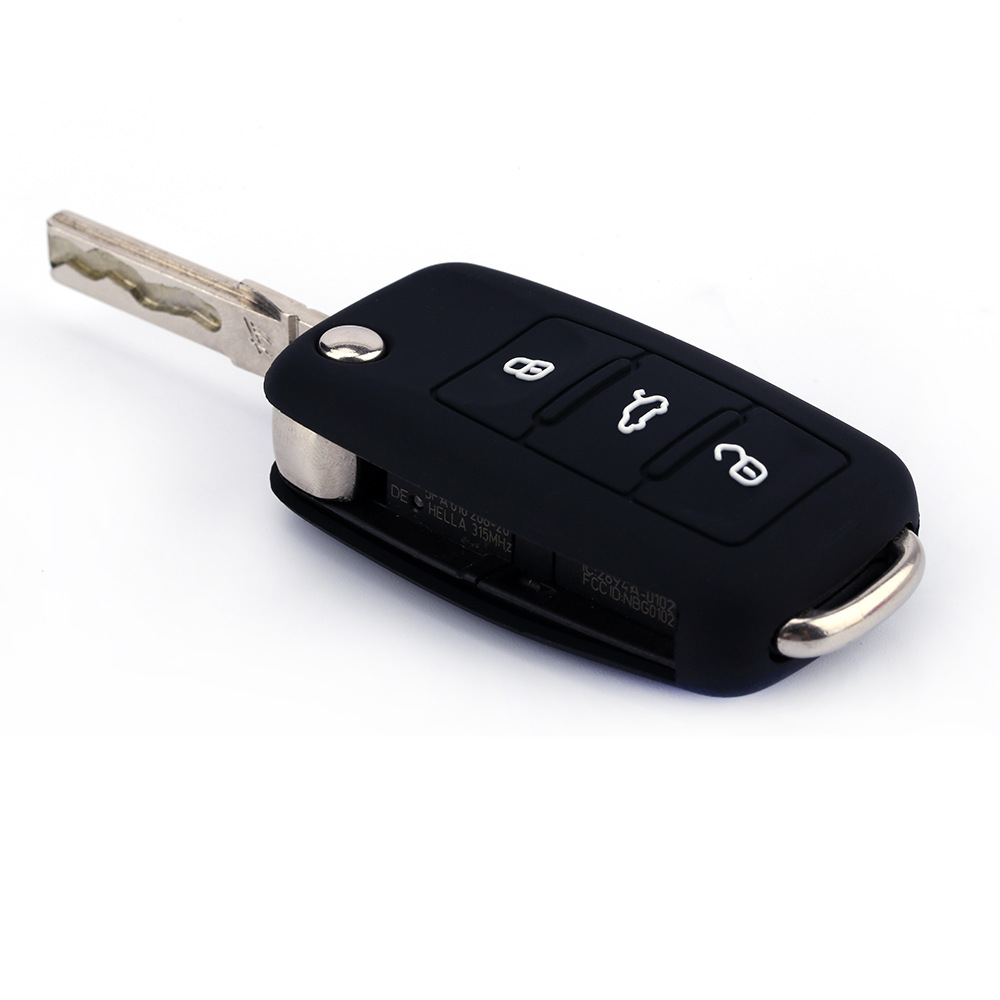 适用于大众汽车高尔夫7polo背面带gti蜂窝红条线钥匙硅胶包套壳