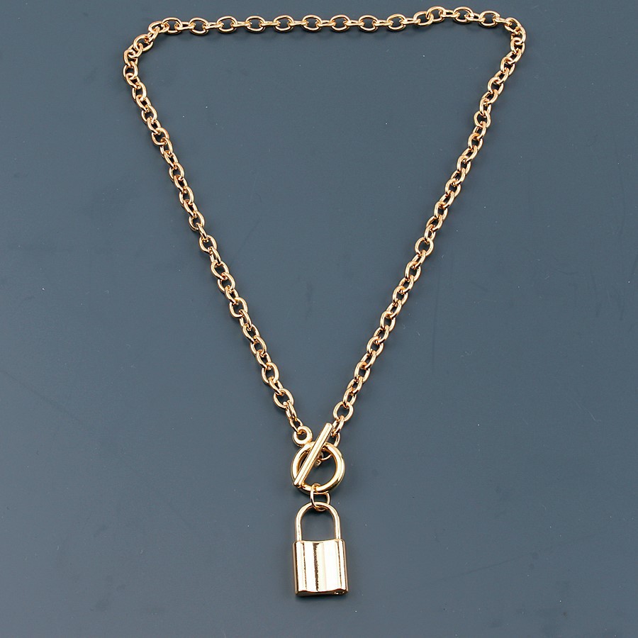 欧美跨境饰品 多层锁形复古街拍项链女 个性创意金属冷淡风毛衣链