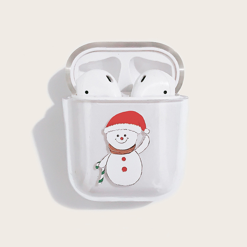 彩绘圣诞雪人卡通耳机壳苹果蓝牙无线耳机保护套适用airpods2定制
